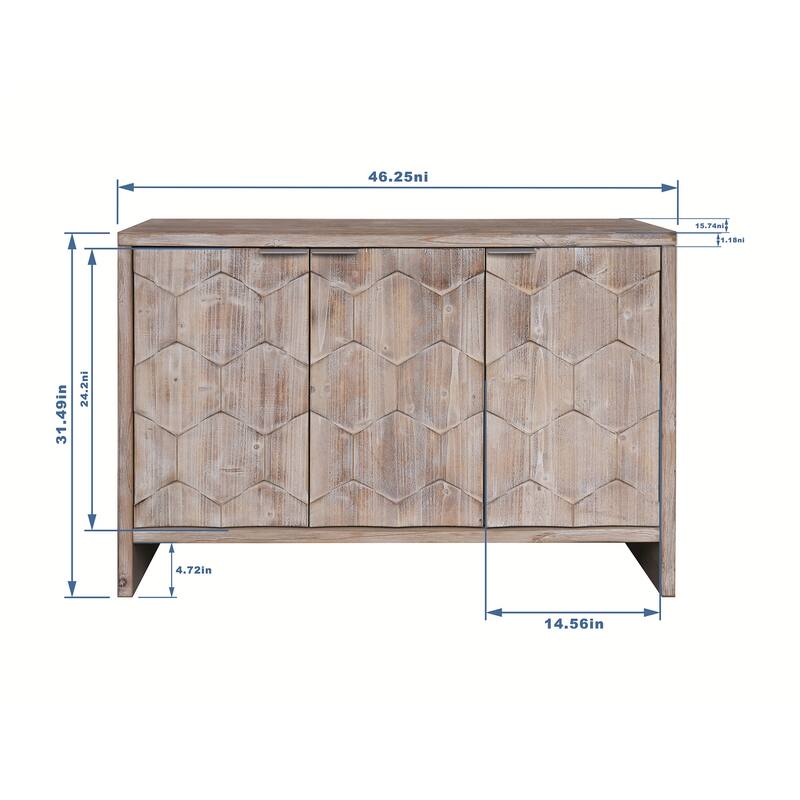 Farmhouse Style 3 Door Wooden Buffet Server Storage Cabinet