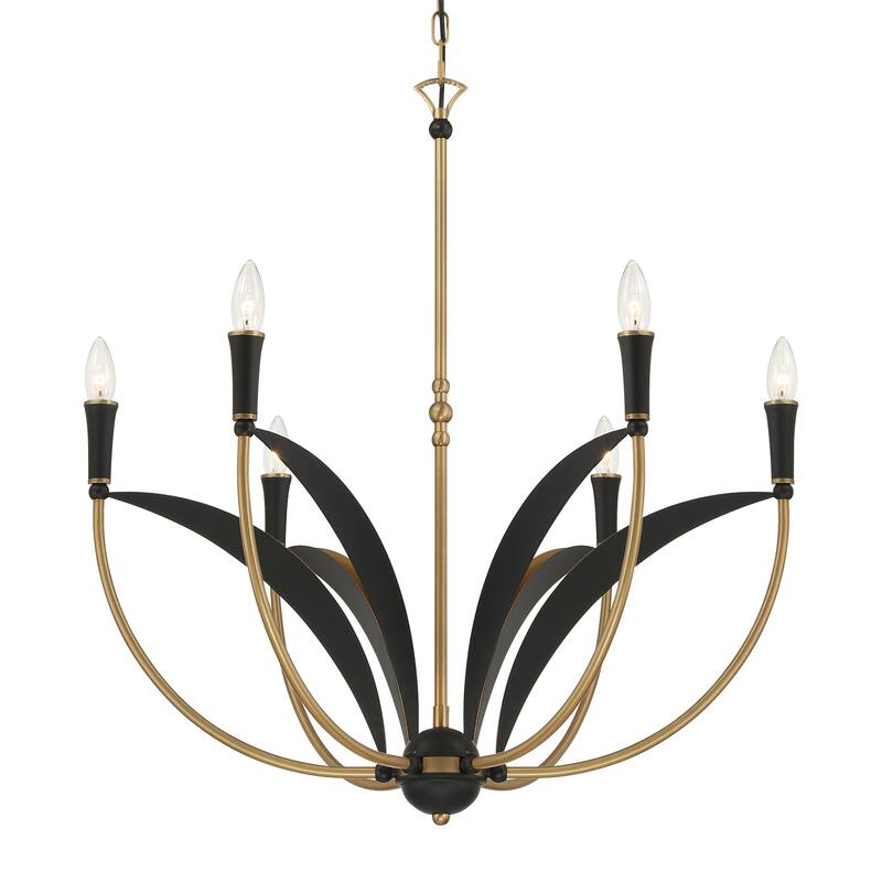 Minka Lavery 5696 Miller 6 Light 29" Wide Taper Candle Style - Legacy Brass / Sand Coal