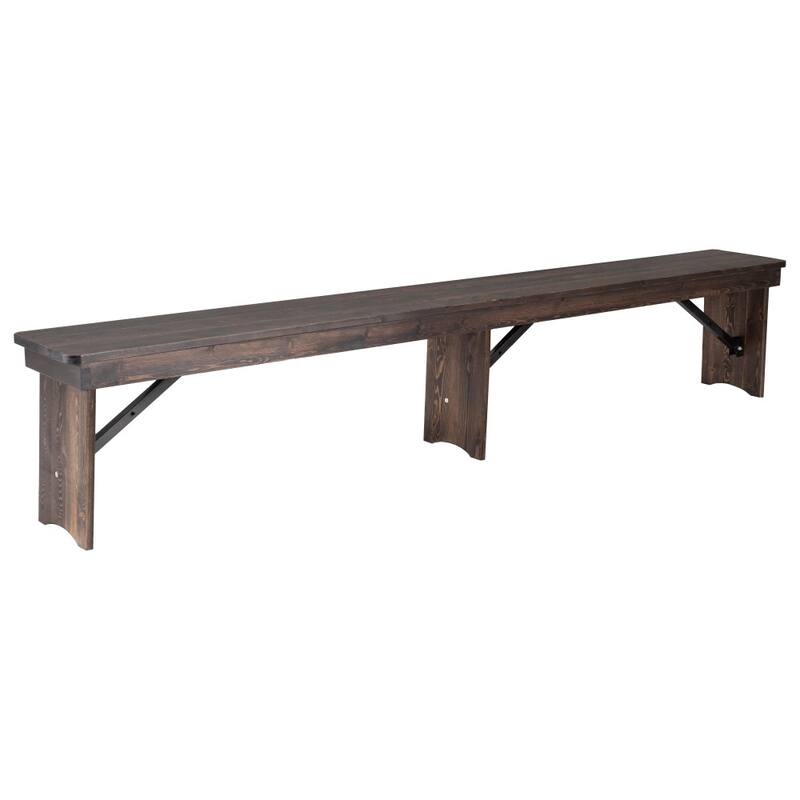 8' x 12" Antique Rustic Solid Pine Folding Farm Bench with 3 Legs