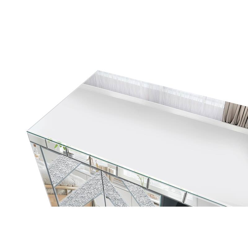 47" TV Stand with Diamond Glass Doors and Open Storage
