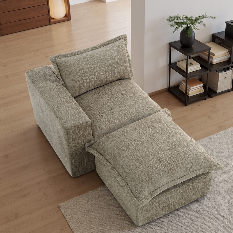 Chenille L-Shaped Modular Sectional Sofa Comfy Cloud Couch For Living Room