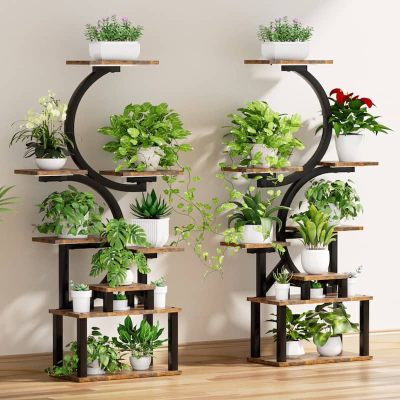 2PCS 8-Tiered Indoor Plant Stand with 5 Grow Lights, 10-Level Stepless Dimming, Durable Thickened Metal Steel Pipe (0.8mm)