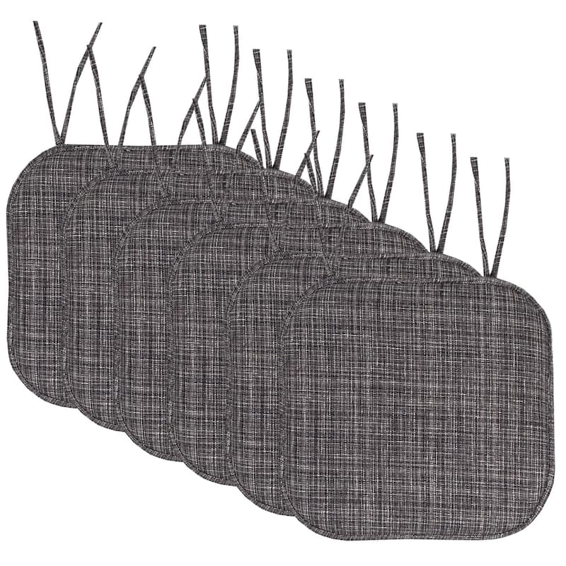 Aria Memory Foam Non-Slip Chair Pad with Ties - Set of 6 - Grey/Black