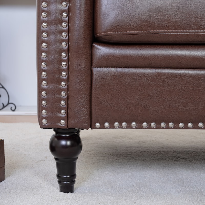 38.98" Buttons Tufted Accent Chair with Birch Legs