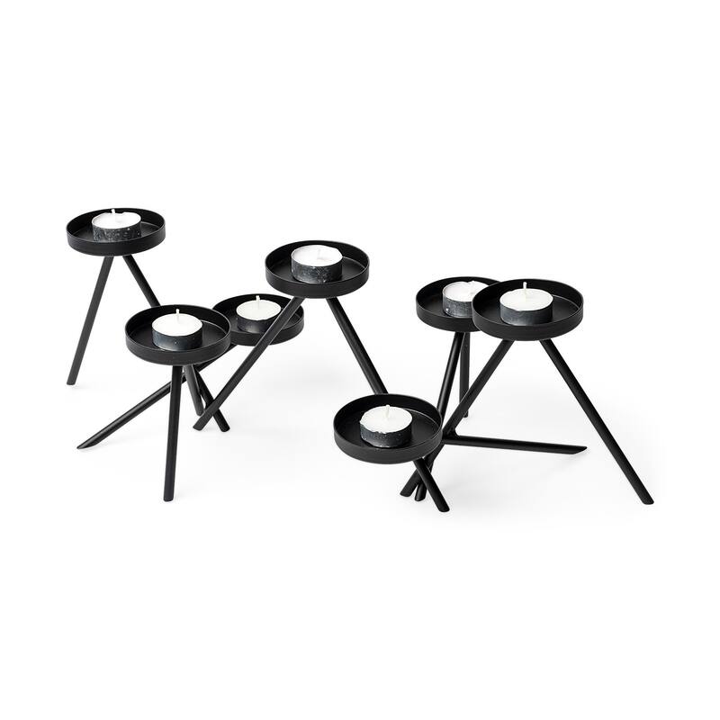 7" Black Geometric Metal Tabletop Votive Candle Holder