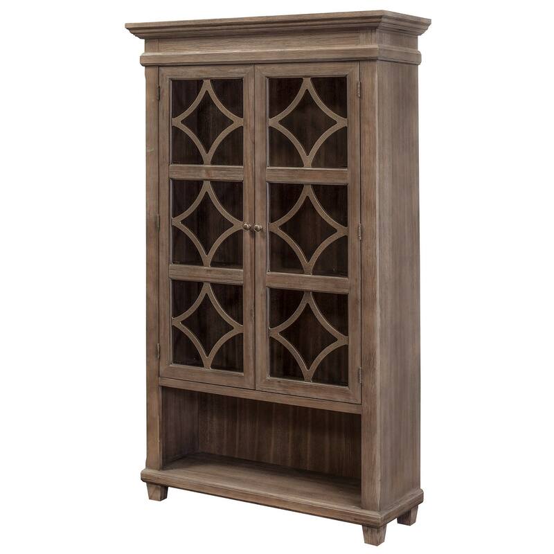 Carson Glass Display Cabinet, Glass Door Wood Bookcase, Storage Cabinet, Gray - 42"W x 70"H x 15"D