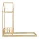 preview thumbnail 10 of 9, Natural Twin Size Pine Wood Roof-framed Headboard Floor Bed with Headboard Guardrails, without Slats