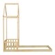 preview thumbnail 10 of 31, Twin Size Pine Wood Roof-framed Headboard Floor Bed with Headboard Guardrails, without Slats