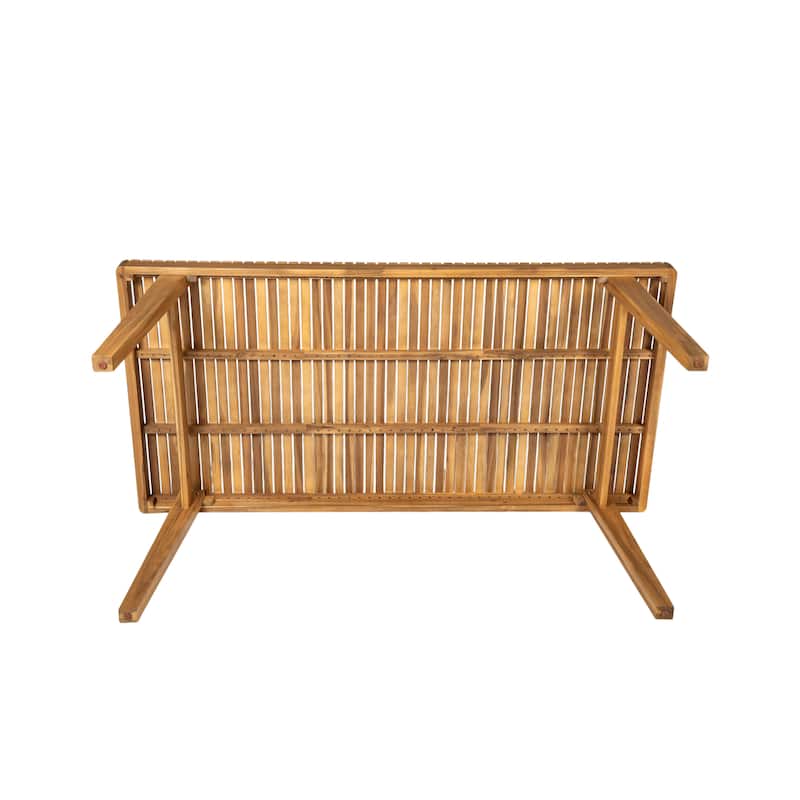 69" Acacia Wood Outdoor Dining Table with Slatted Top, 300 lbs Weight Capacity, Ideal for Patio & Garden Gatherings