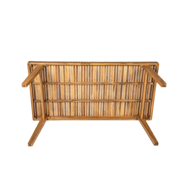 Roomfitters 69-Inch Outdoor Dining Table, Acacia Wood Slatted Top for Patio or Garden, Sturdy Finish
