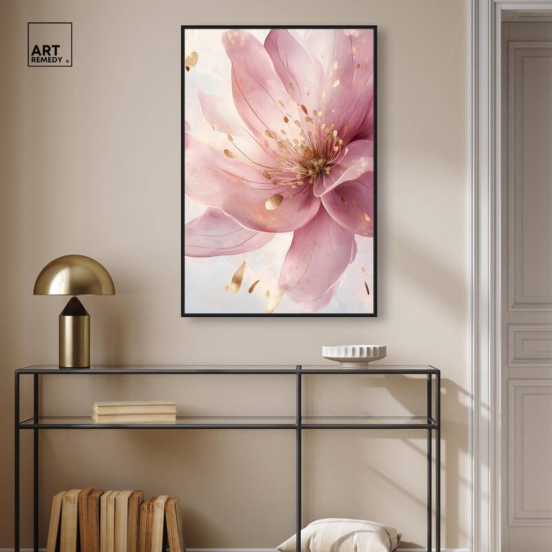 Pink and Gold Bloom Canvas by Art Remedy