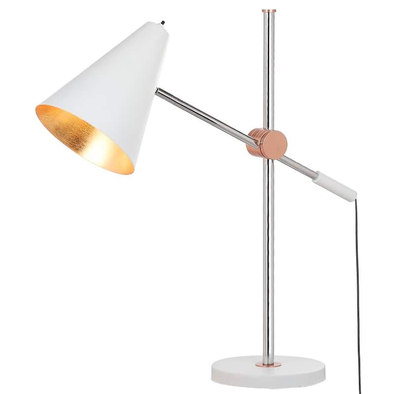 SAFAVIEH Lighting 28-inch Alexus Chrome/ Black Task Table Lamp - 28"W x 9"D x 28"H