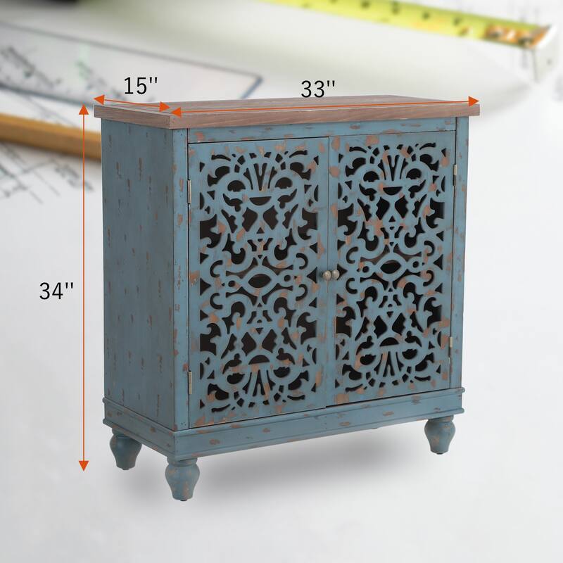 2-door Intricate Traditional Antique Storage Cabinet