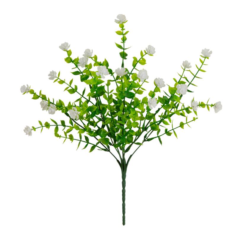 14-in UV Resistant Artificial Flowering Mini Rose Bush - Set of 12