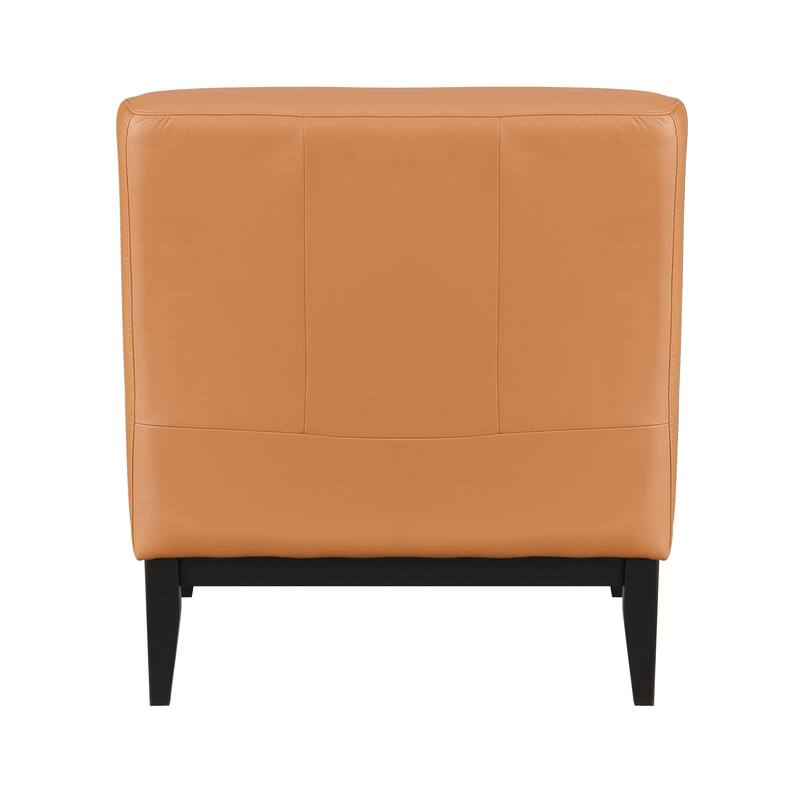 Hayes 28.5" Leather Accent Chair - Black Finish Solid Wood Legs