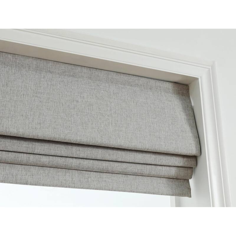 100% Blackout Roman Shade Belgian Linen Look Polyester Fabric