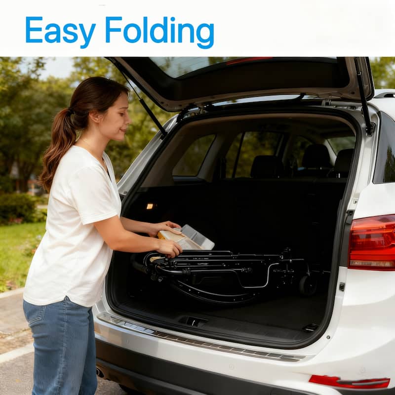 ELEMOVE Electric Wheelchairs 180W Brushless Motor, 8-inch Front & 12-inch Rear Tires, Easy Folding & Multi-Road Adaptability