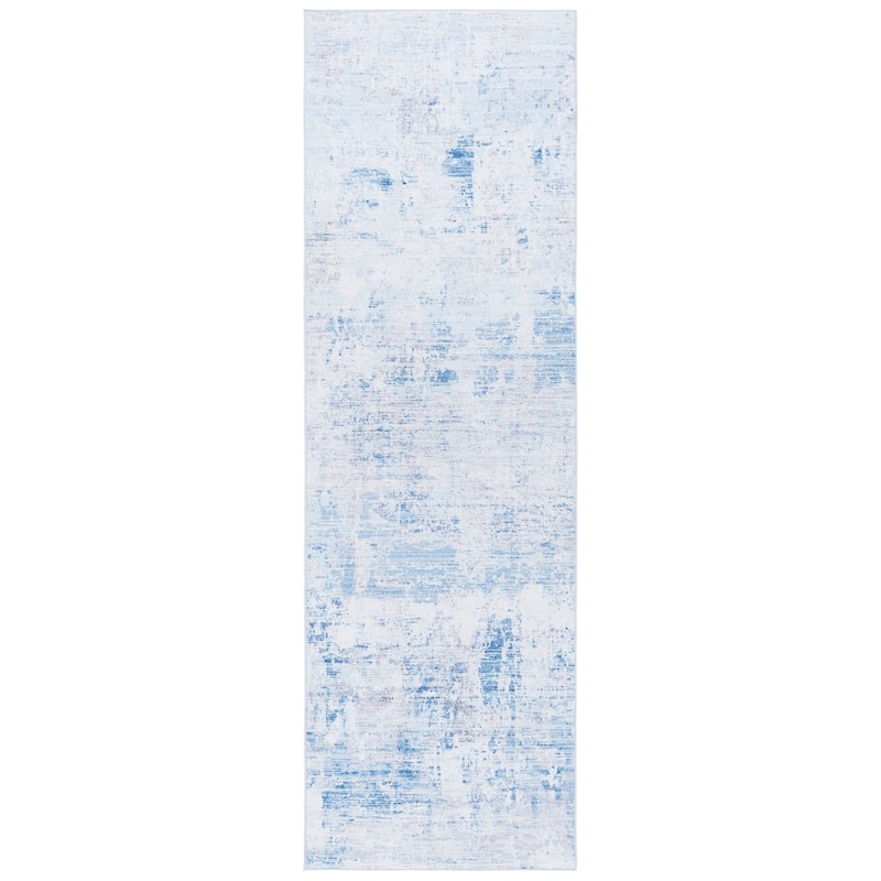 SAFAVIEH Tacoma Machine Washable Slip Resistant Aristeia Modern Abstract - 2' 6" x 8' - Grey/Light Blue - Runner