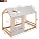 preview thumbnail 4 of 16, Twin Size House Platform Bed Modern Wood Kids' Beds with Roof and Window