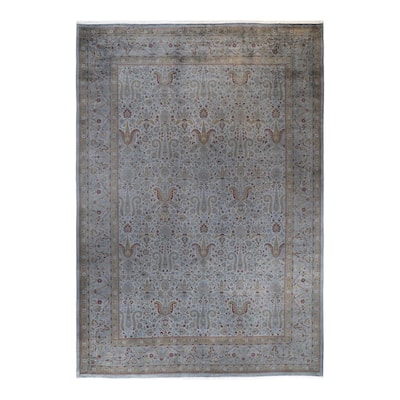Overton Hand Knotted Wool Vintage Inspired Modern Contemporary Overdyed Gray Area Rug - 10' 1" x 14' 5"