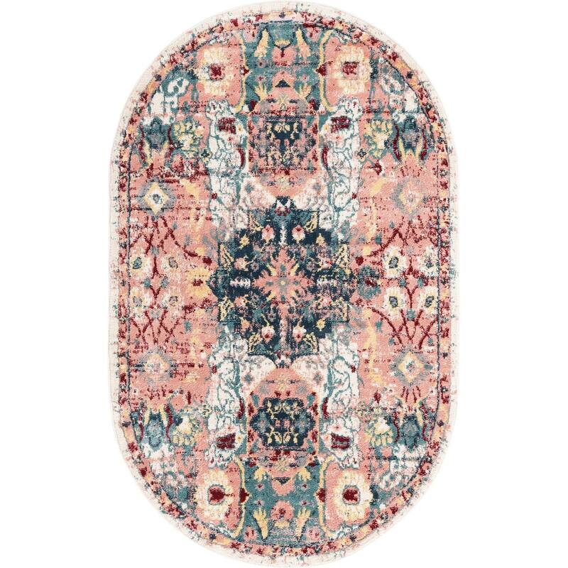 Contemporary Synnove Collection Area Rug - 5'x8' Oval - Pink