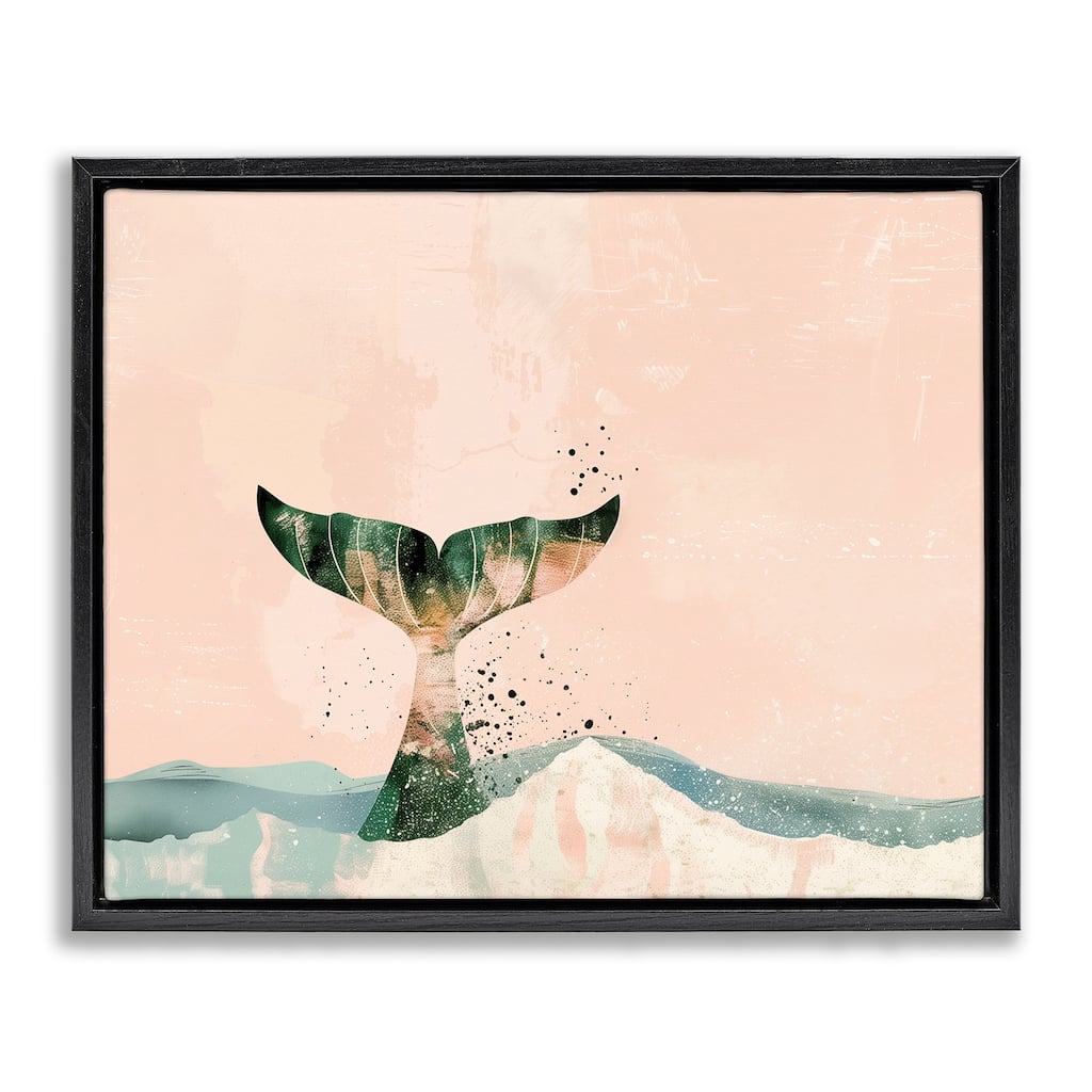 Stupell Pink Abstract Whale Tail Framed Floater Canvas Wall Art Design By Arlington Prints