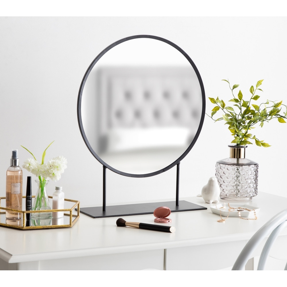 Kate and Laurel Rouen Round Metal Table Mirror - 18x22