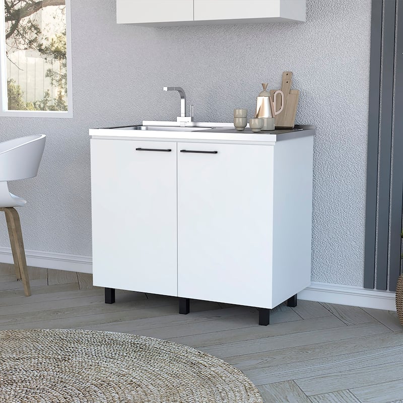 Utility Sink Cabinet with two doors and two shelves for Kitchen