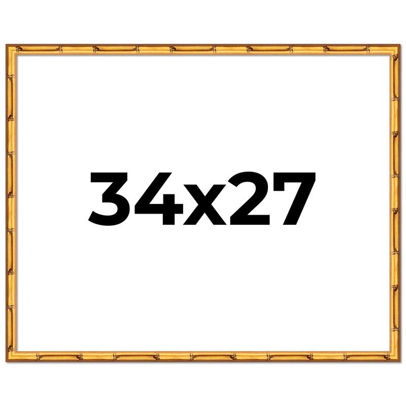 34x27 Frame Gold Bamboo Picture Frame Modern Photo Frame Includes UV Acrylic Shatter Guard Front Acid Free Foam Backing Board