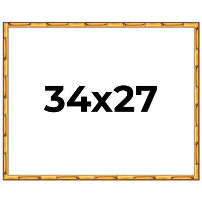 34x27 Frame Gold Bamboo Picture Frame Modern Photo Frame Includes UV Acrylic Shatter Guard Front Acid Free Foam Backing Board