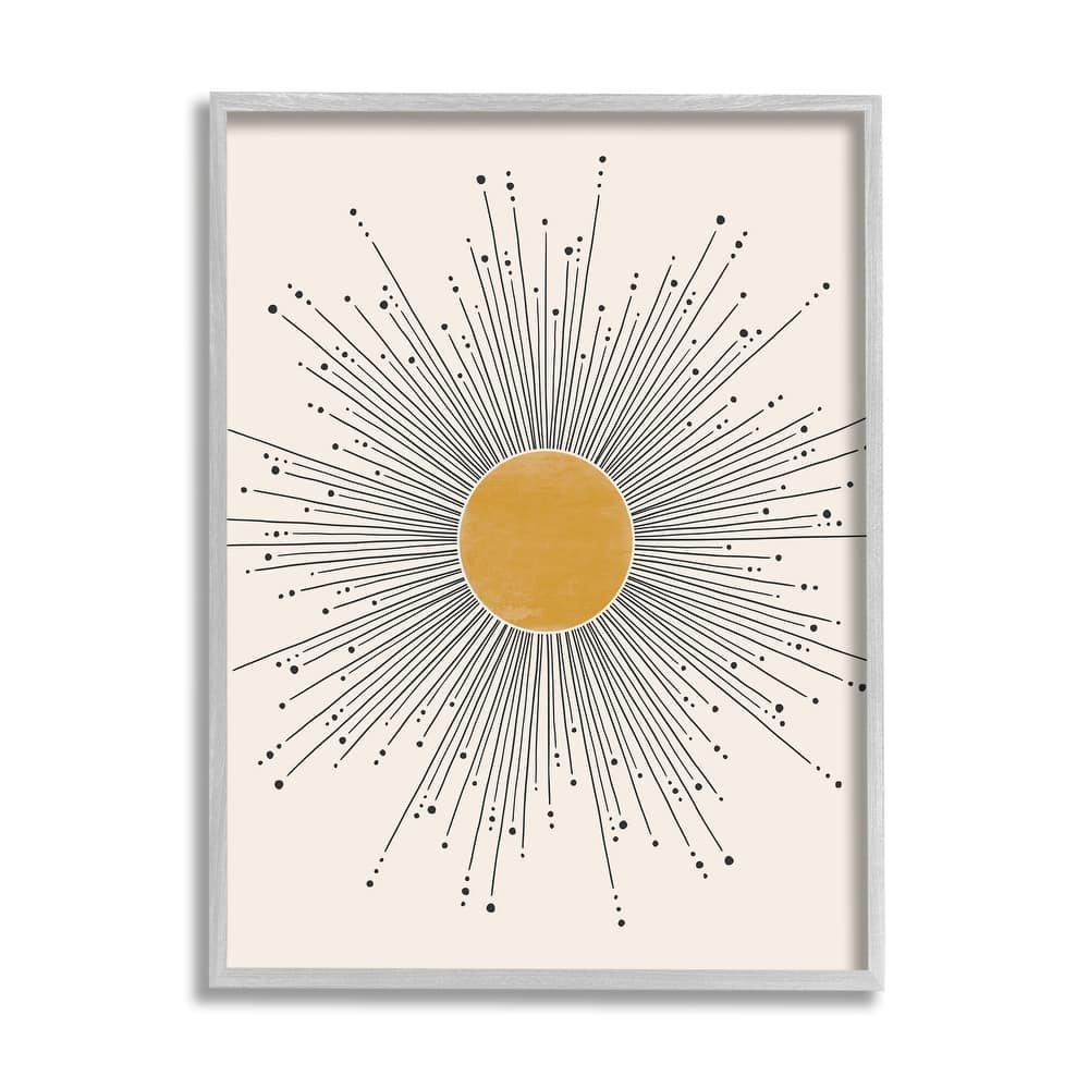 Stupell Art Deco Summer Sun Geometric Line Bursts Framed Wall Art - Yellow