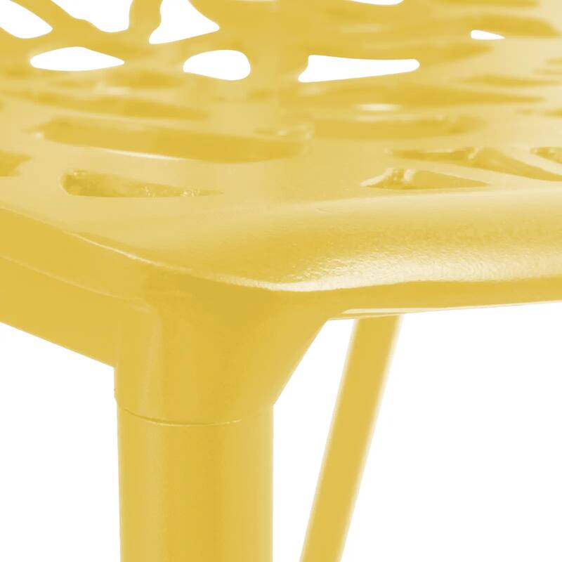 Devon Aluminum Floral Cutout Stackable Dining Chair for Dining Room, Patio, or Garden