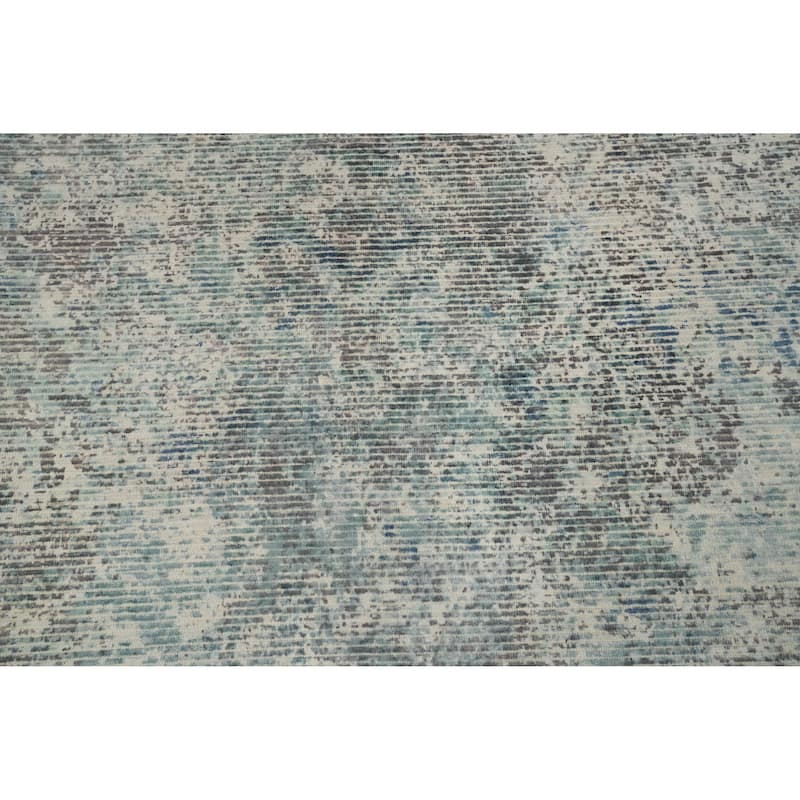 Hand Knotted Oriental Viscose Silk Carpet Modern Abstract Greys & Charcoal Abstract Area Rug - 7' 8'' X 5' 5''