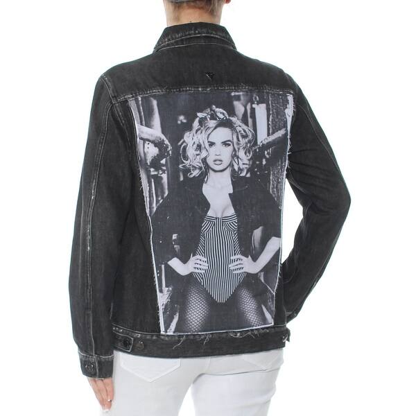 Shop Guess Womens Black Denim Denim Jacket Size M Overstock