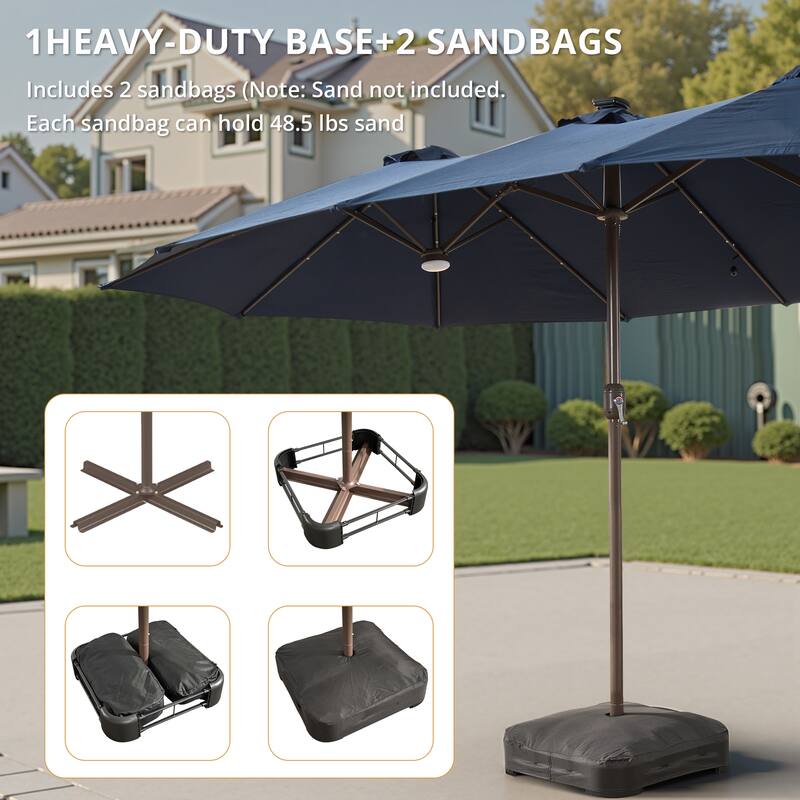 HOOOWOOO Outdoor Patio Umbrella with Solar LED Light