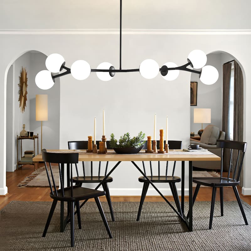 Dimmable Modern Chandelier for Dining Room with Frosted Glass Shade