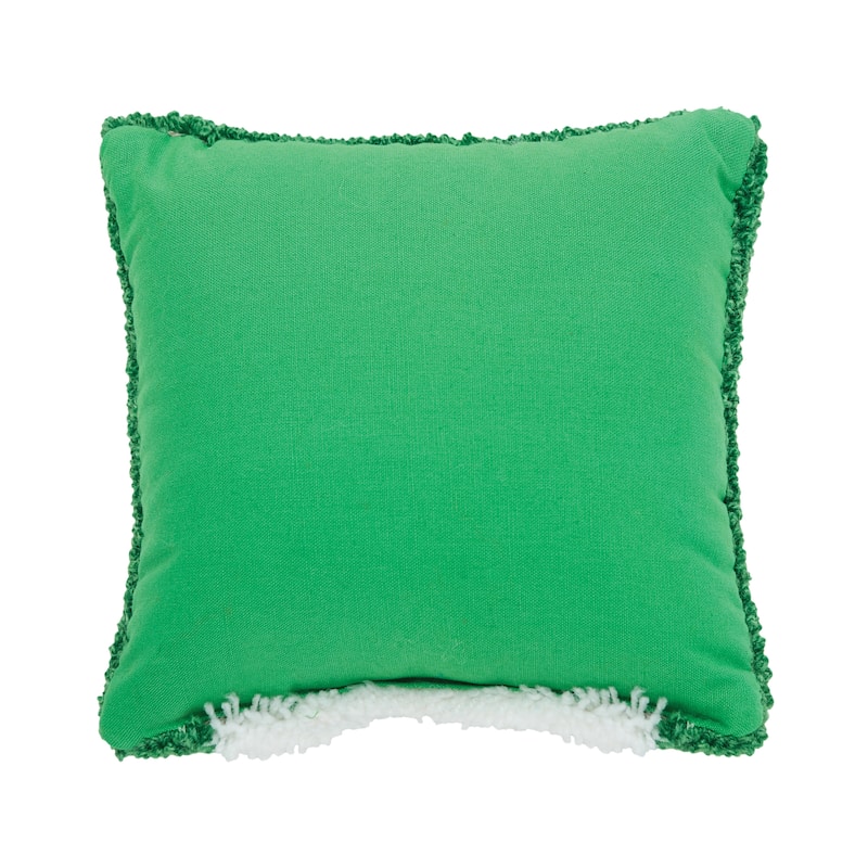 8" x 8" Christmas Peek-A-Boo Santa on Green Background Petite Accent Hooked Throw Pillow