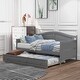 preview thumbnail 2 of 10, Classic Twin Daybed Frame Arched Backrest Sofa Bed with Trundle Wood Slat Support No Box Spring Needed for Bedroom - Grey