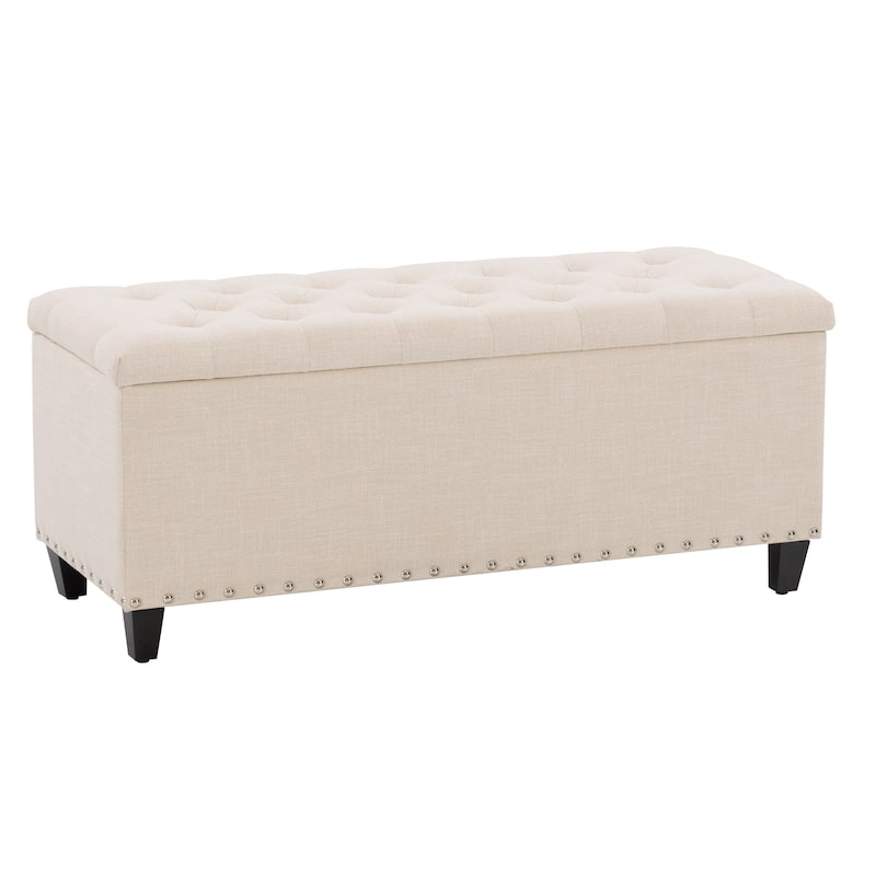 CorLiving Boston Tufted Fabric Storage Ottoman