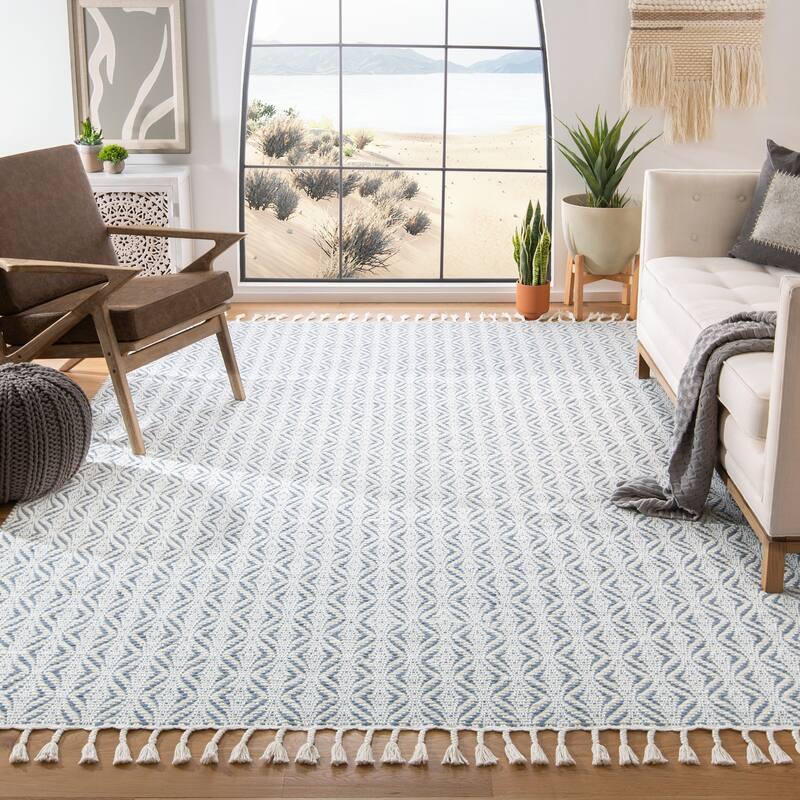 SAFAVIEH Handmade Natura Sejla Transitional Geometric Beige Wool Rug - 8' x 10' - Grey