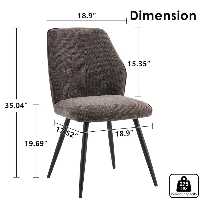 Set of 2 Modern Dining Chairs, Armless Upholstered Side Chairs