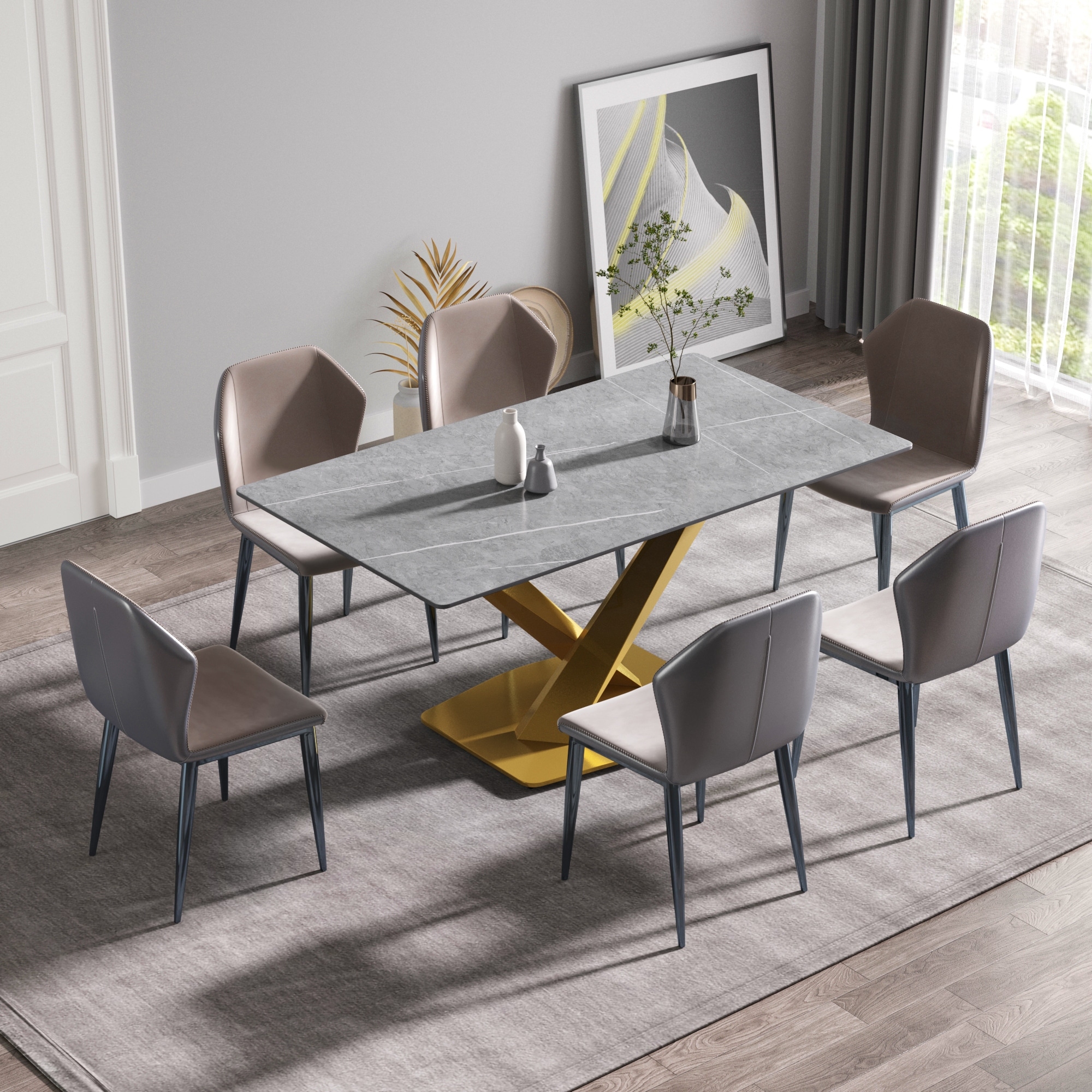Gray stone sales dining table