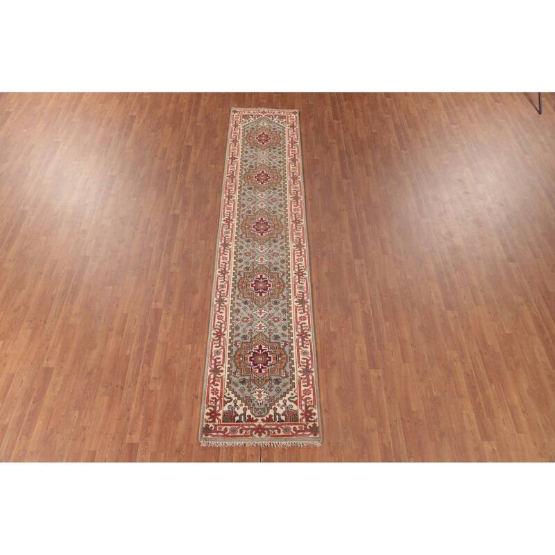Grey Heriz-Serapi Oriental Runner Rug Handmade Wool Carpet - 2'6"x 12'0"