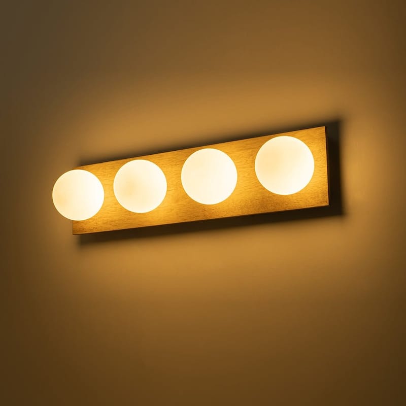 Italy Vintage Wood Glass Globe Linear Wall Ceiling Light