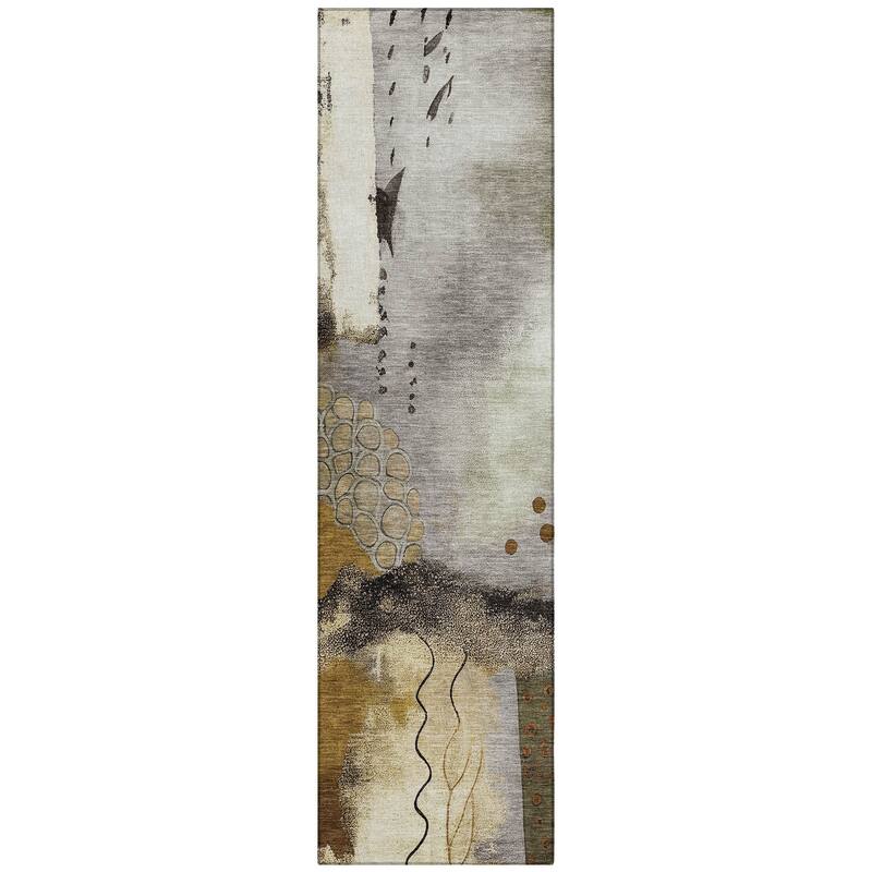 Machine Washable Indoor/Outdoor Modern Abstract Chantille Rug
