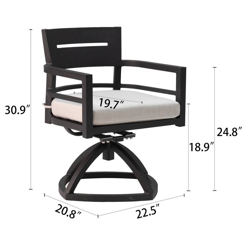 GDFStudio - Aaron Aluminum Outdoor Patio Swivel Rocker Chairs (Set of 2) with Sunbrella Cushions