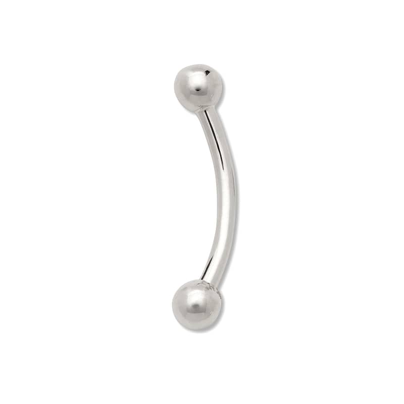 Curata Solid 14k Yellow or White Gold 2mm Ball 16 Gauge Curved Barbell Eyebrow Piercing Ring