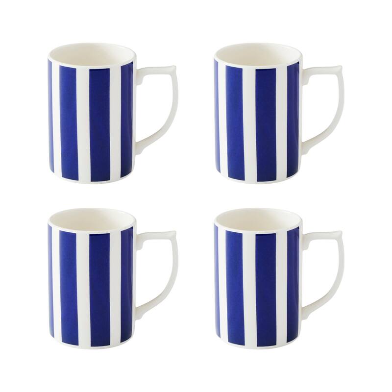 Spode Set of 4 Steccato Stripe Mugs - 12 oz - Bold Stripe