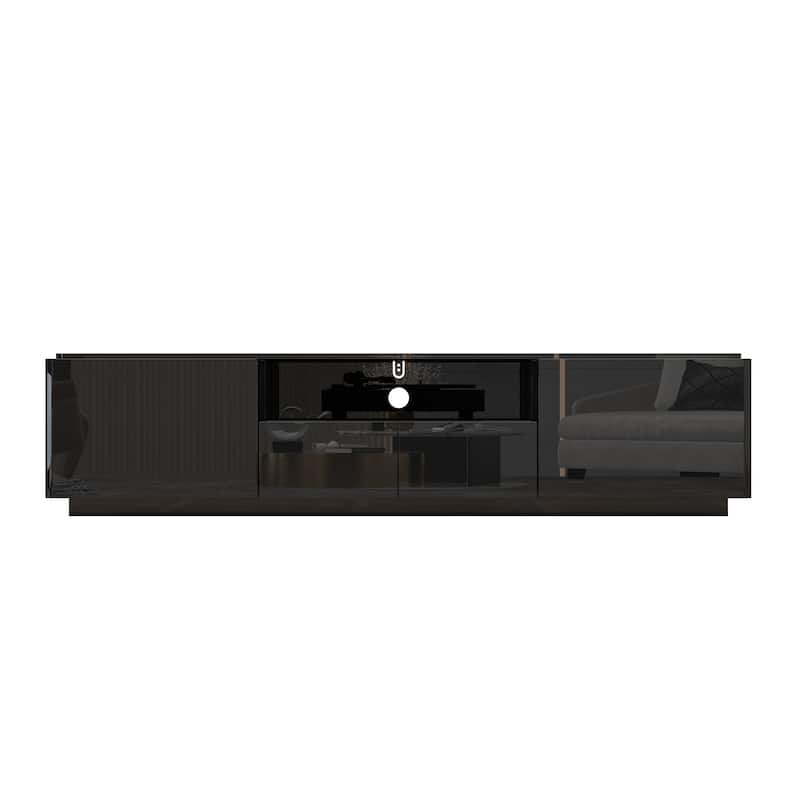 LED TV Stand Entertainment Center 85" TV High Gloss Console Cabinet