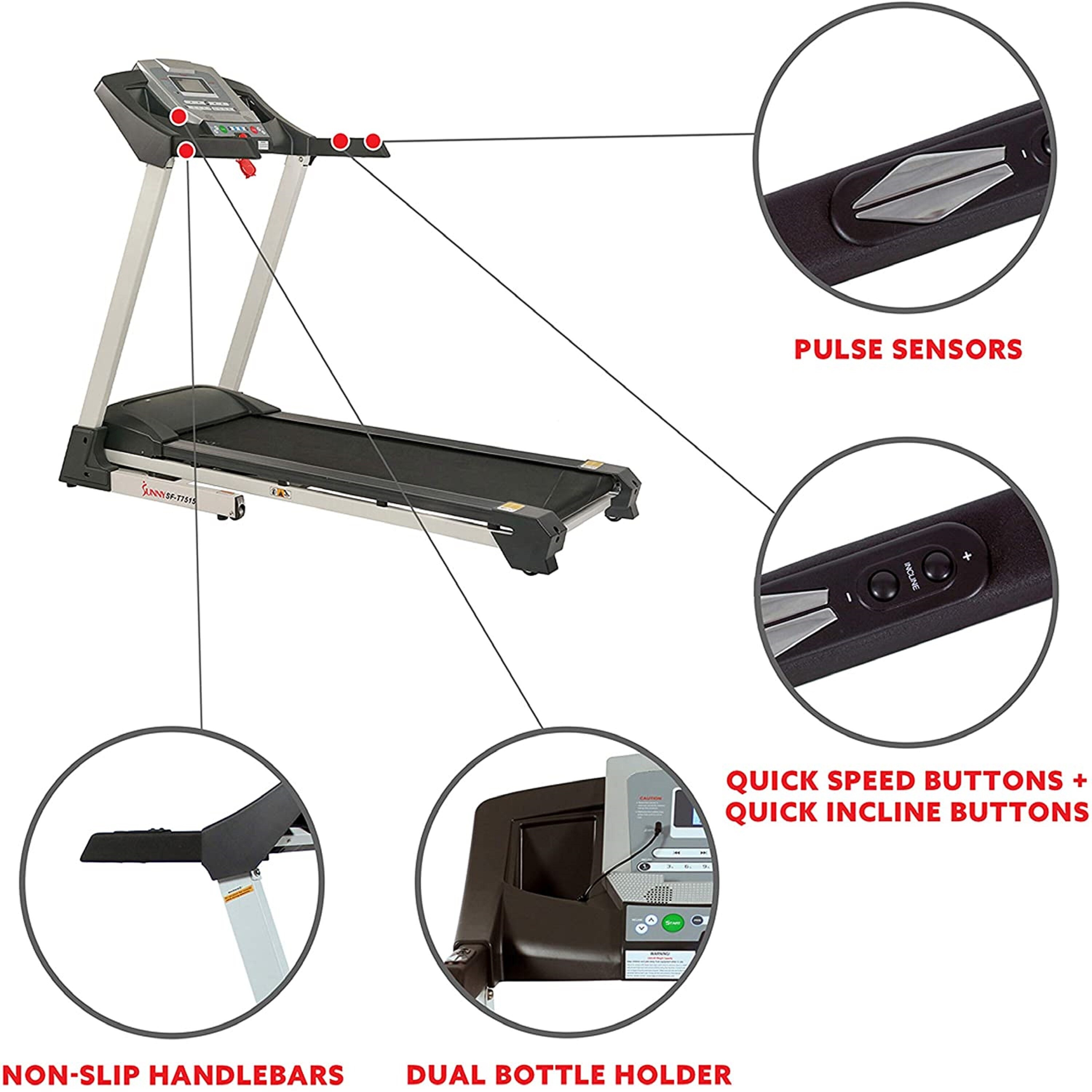 Creative K Sunny Health Fitness SF T7515 Smart Treadmill with